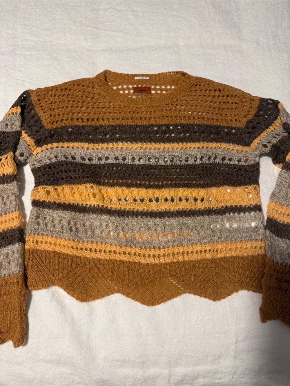MOTHER The Mock Neck Scallop Sweater S